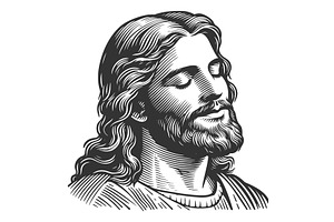 Peaceful Jesus Christ Portrait, an Illustration by AlexArt
