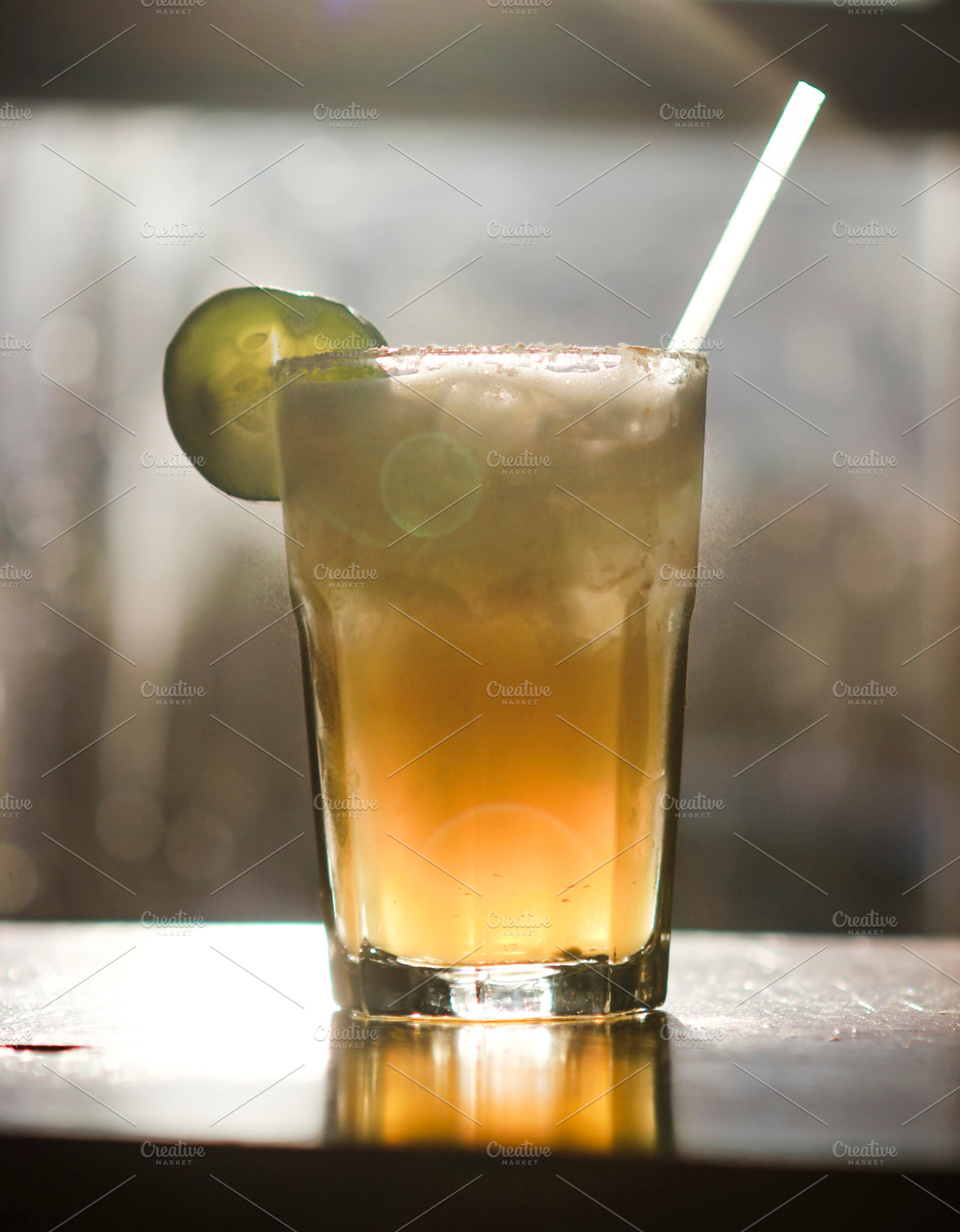 Cold Drink In Glass On A Bar