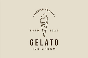 ice cream logo line art simple, a Branding & Logo Template by zyxroun shop