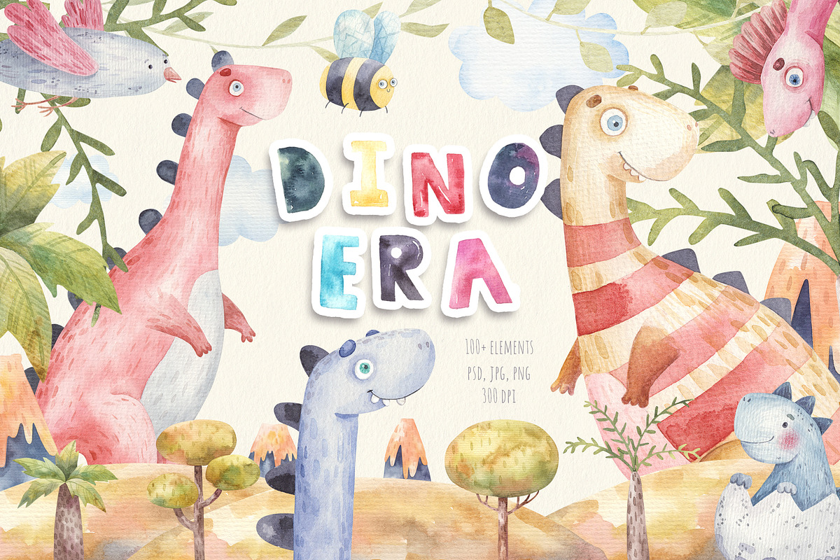 DINOSAUR childish watercolor, an Illustration by the_myro (Photo 1 of 8)
