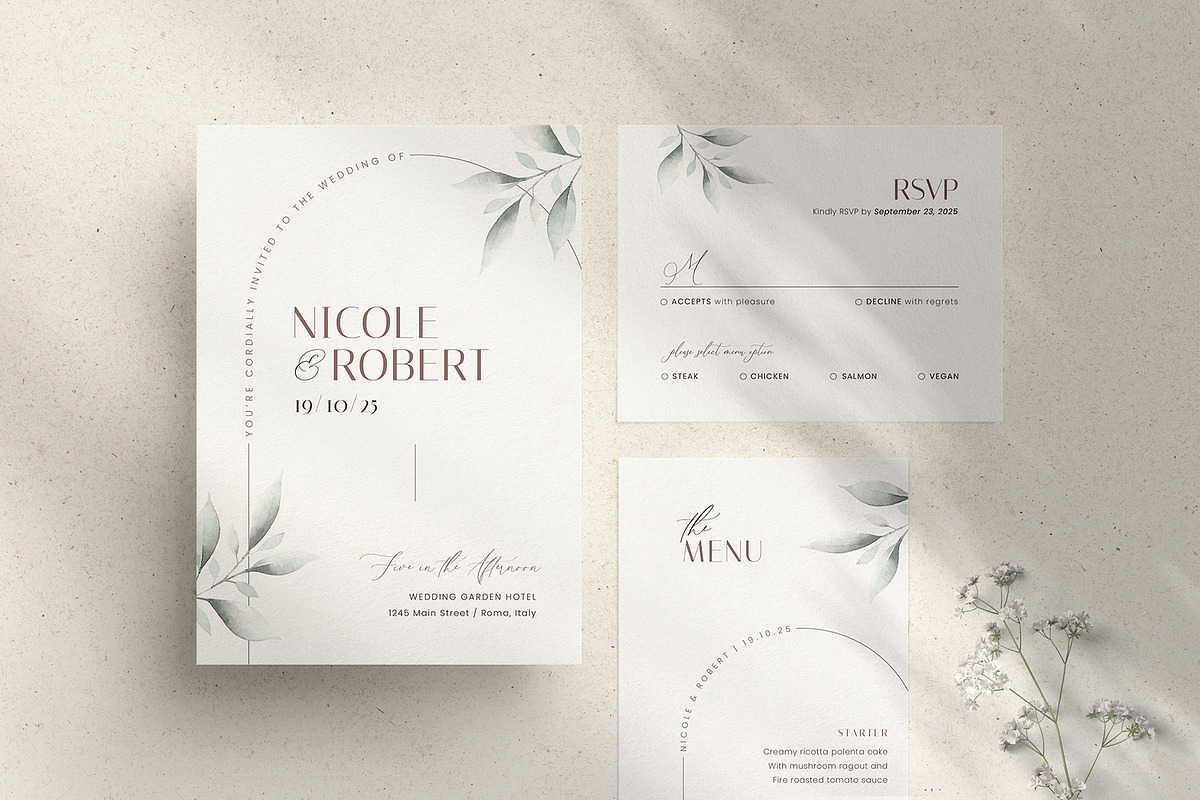 Foliage Wedding Invitation Suite, an Invitation Template by Agape Design (Photo 2 of 6)