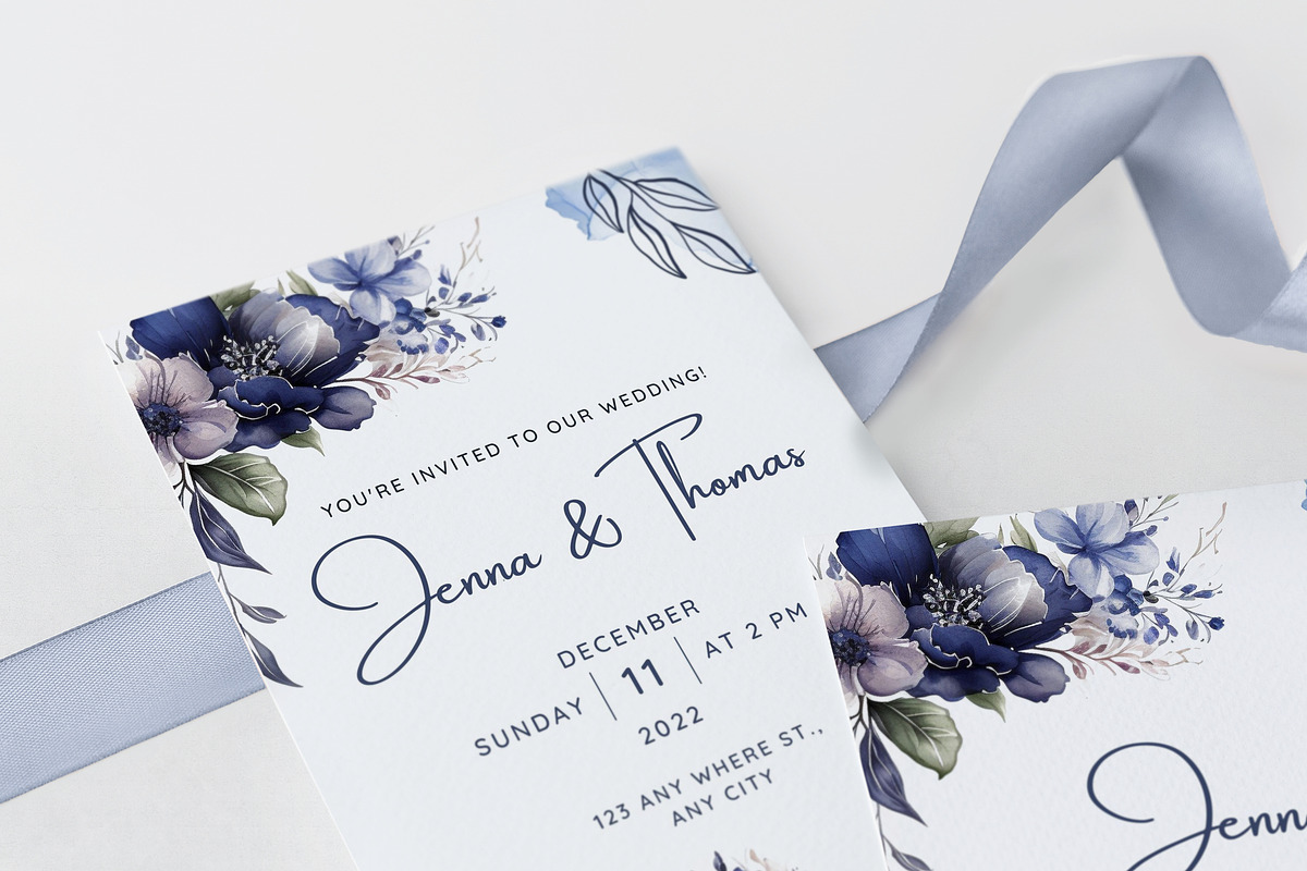 Wedding Template Bundle Indigo Blue, a Stationery Template by MarryMeMoments (Photo 6 of 8)