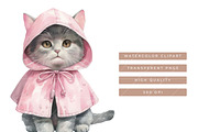 Watercolor Pink Baby Kitten Clipart, an Animal Illustration by SparkyDesignsUS (Thumbnail 6 of 8)
