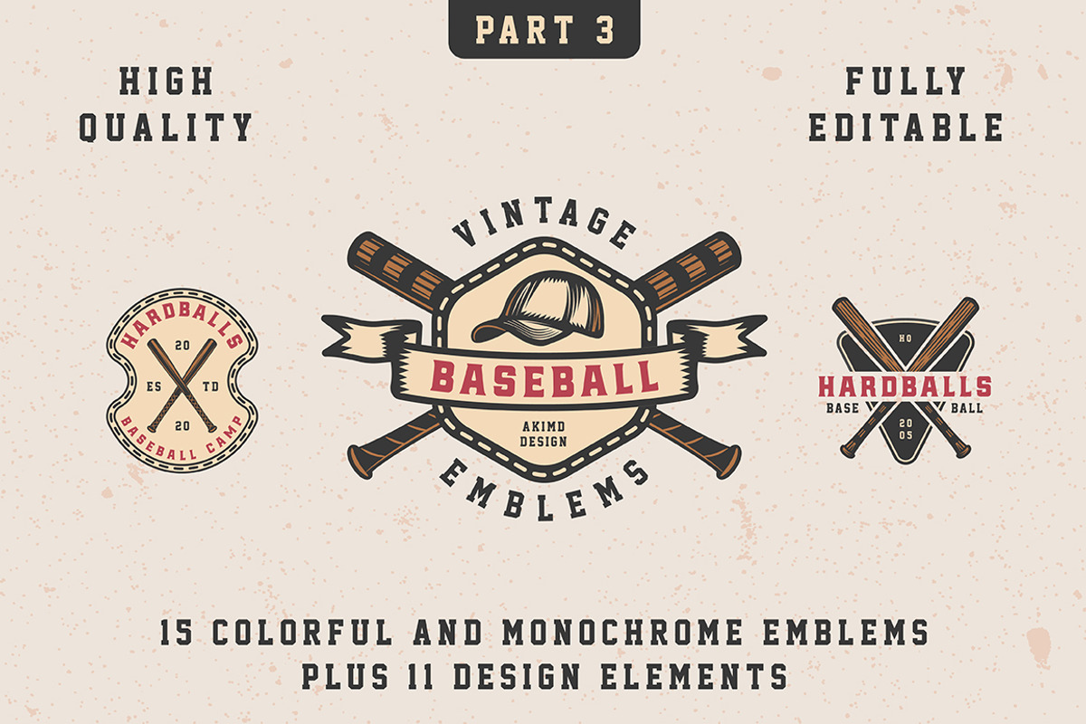 Baseball Emblems Part 3, a Branding & Logo Template by AkimD (Photo 1 of 5)