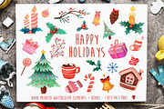 Happy christmas watercolor pack, an Object Graphic by MiraBell (Thumbnail 1 of 10)