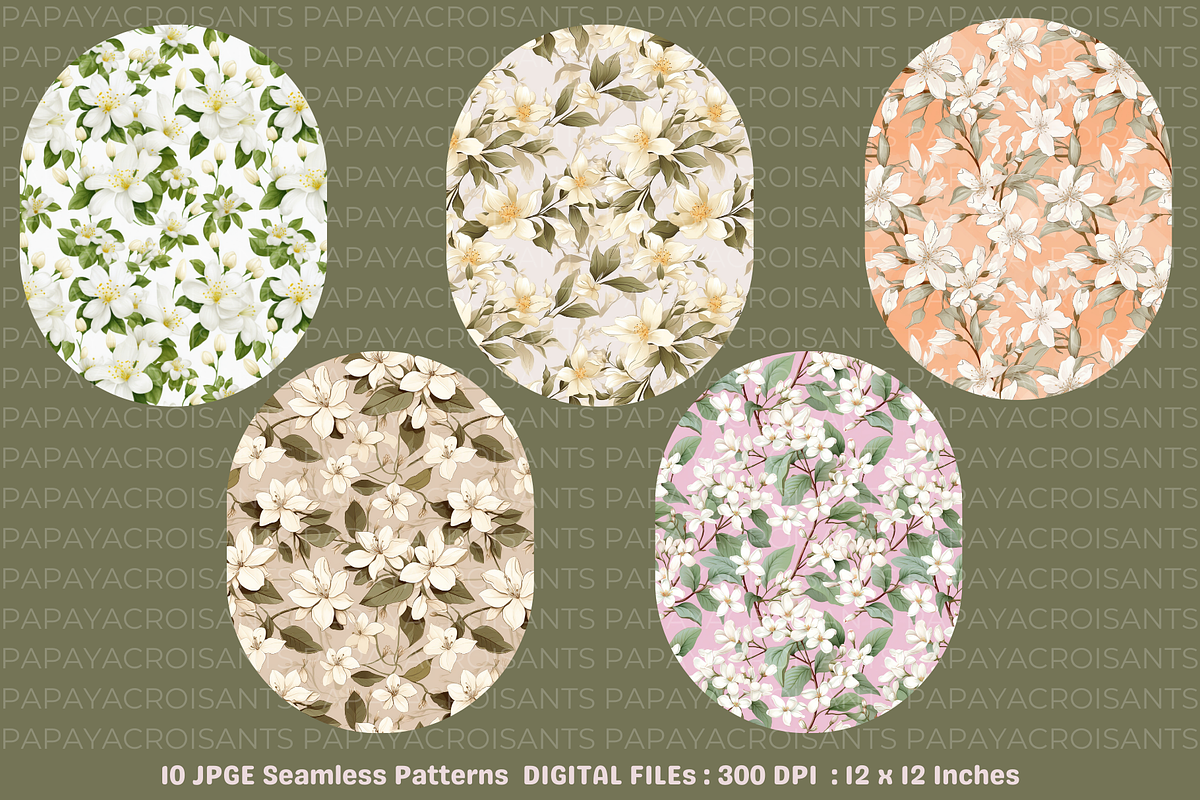 Jasmine inthe garden SeamlessPattern, a Pattern Graphic by STUDIO CHOTI (Photo 2 of 7)