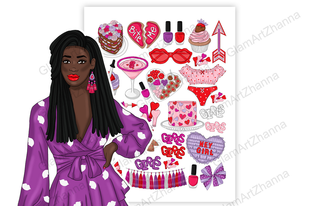 Galentines Stickers 2,25x1,5, a Stationery Template by GlamArtZhanna (Photo 6 of 6)