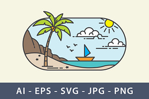 Summer on the shore of a tropical, a Branding & Logo Template by Saba Vector