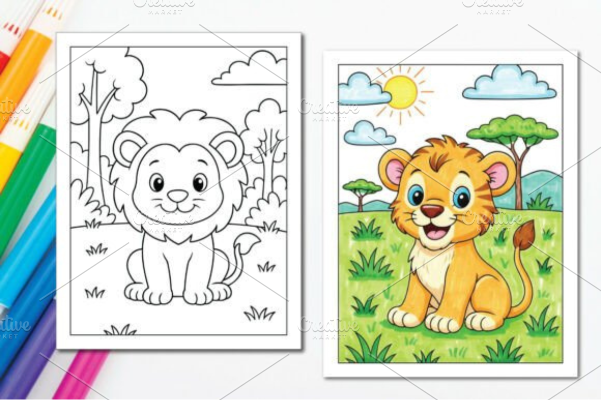 Cute Jungle Animals Coloring Pages, an Animal Illustration by Ink Gallery (Photo 7 of 7)