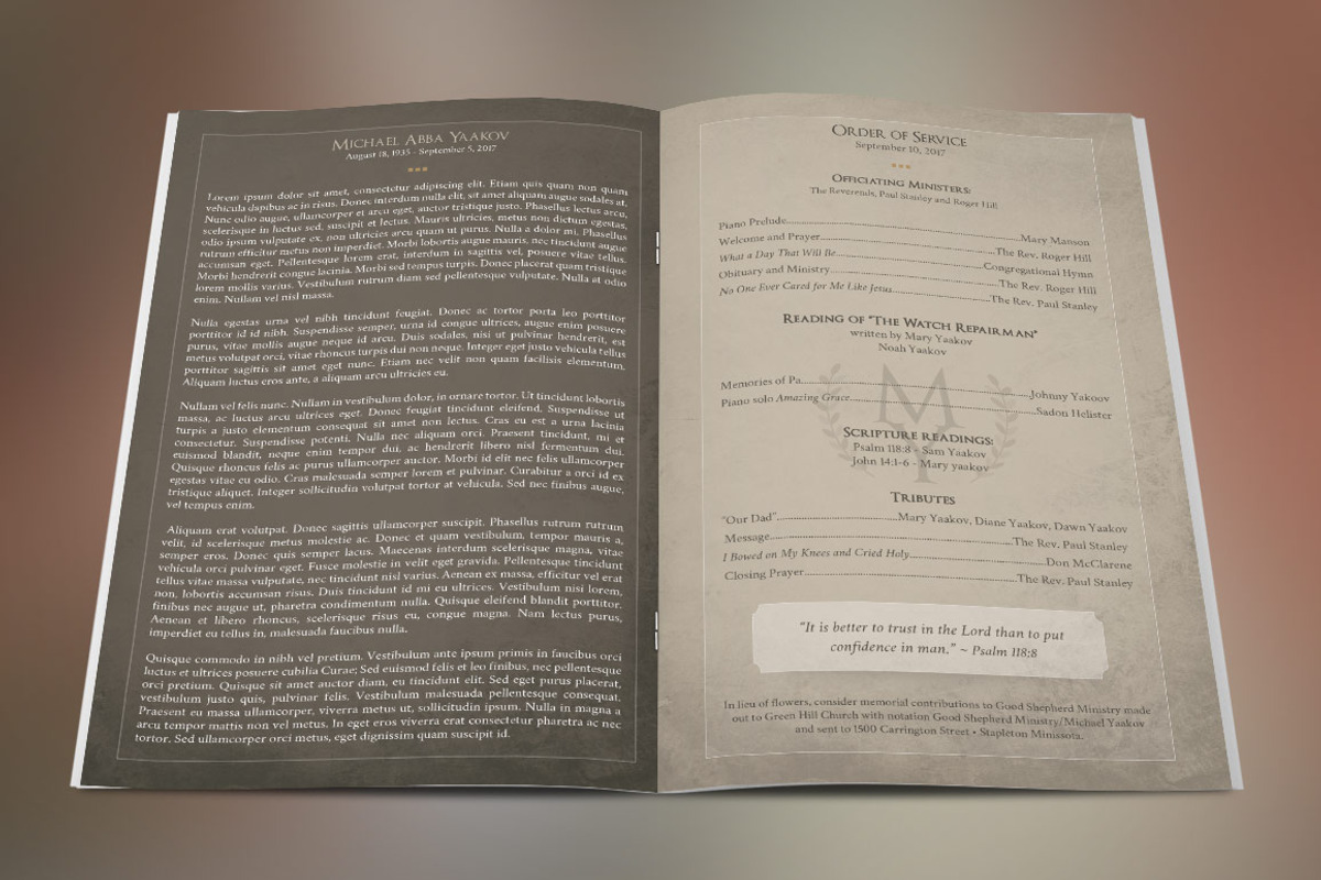 Retro Funeral Program Template, a Brochure Template by Godserv Designs (Photo 2 of 5)