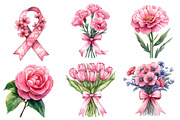 Pink Flowers Watercolor Clipart, an Illustration by Dream Creation (Thumbnail 5 of 7)