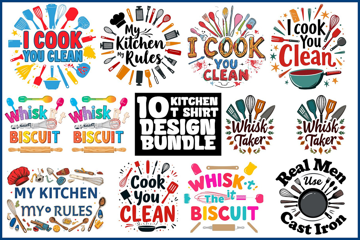 Funny Kitchen T-Shirt Bundle, an Illustration by musafir_fashion (Photo 1 of 11)