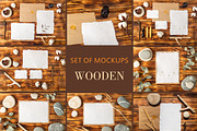 Set Mockups. WOODEN, a Print Template by Mockups4you (Thumbnail 1 of 3)