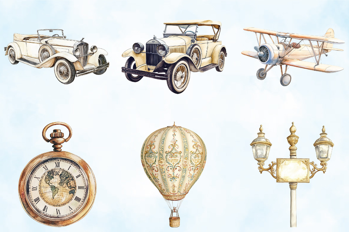 Watercolor Antique Ivory Travel PNG, an Illustration by Craft Nest (Photo 4 of 5)