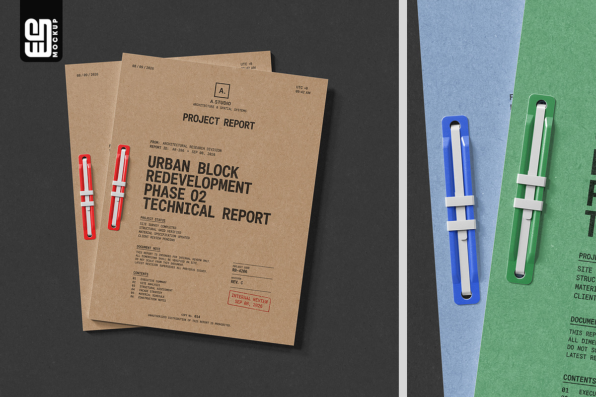 Plastic File Fastener Report Mockup, a Books & Magazine Mockup by SD Mockup (Photo 3 of 4)