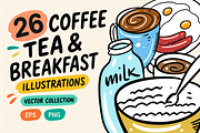Coffee & Breakfast Doodles, a Food Illustration by Oktyabr (Thumbnail 1 of 6)