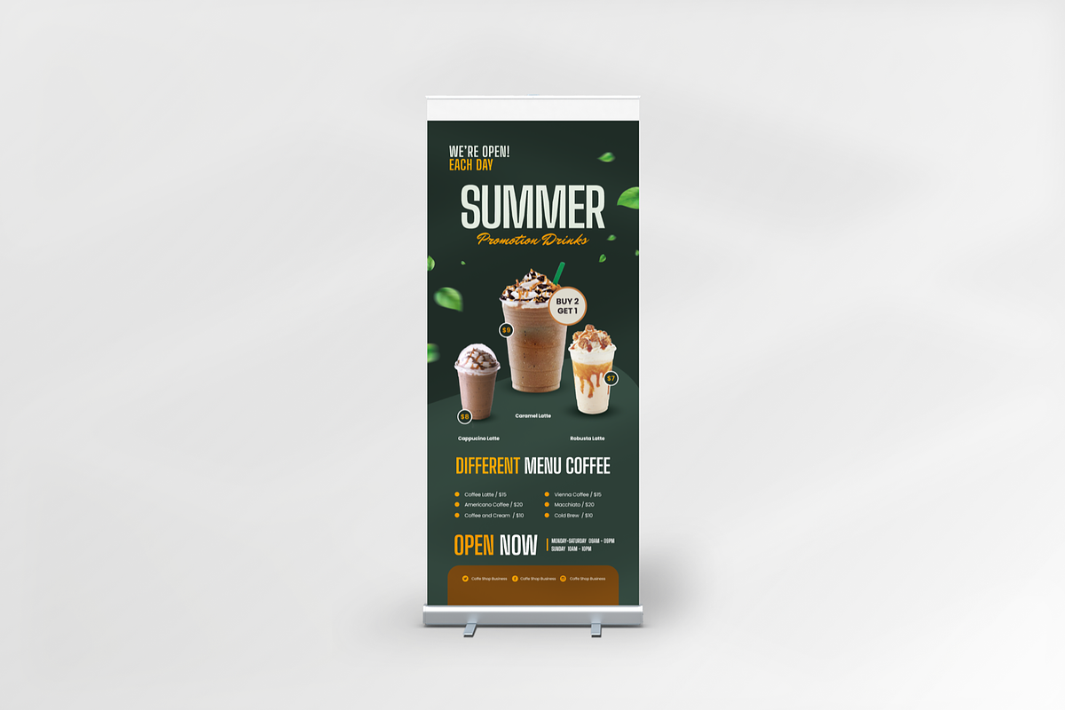 Coffeeshop Promotion Roll Up Banner, a Print Template by Annora Studio (Photo 2 of 5)