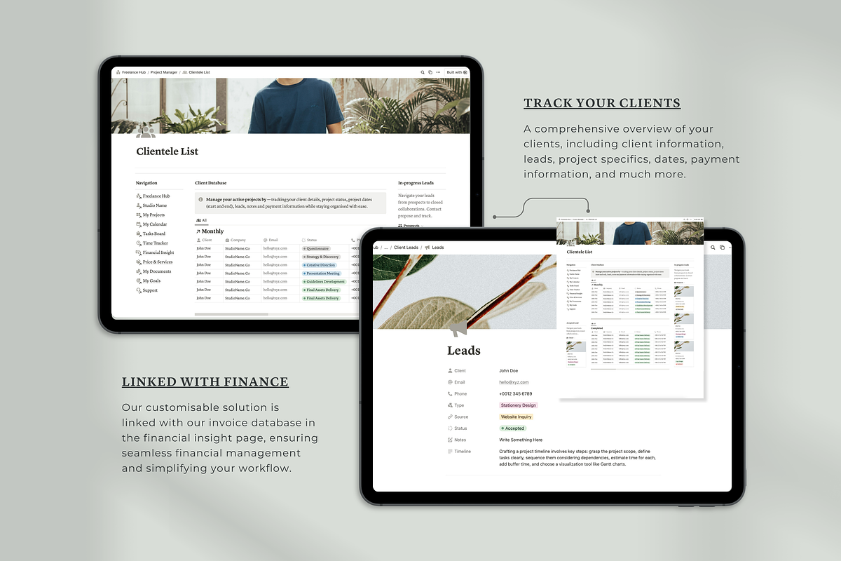Notion Freelance Dashboard Hub, a Templates & Theme by Swyn.Studio (Photo 6 of 10)