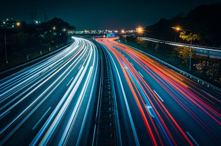 Bright light trails created by movin, a Photo by Tanuart