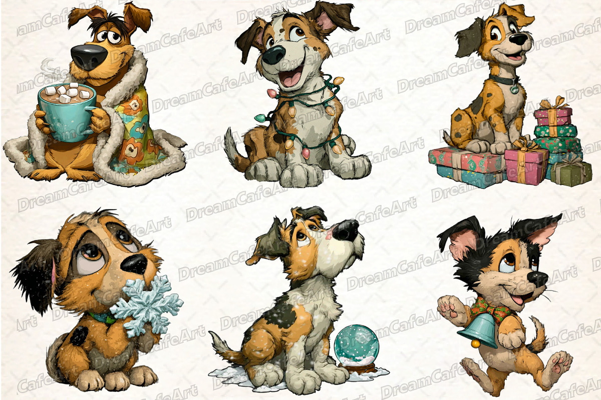 Funny Christmas Dog Clipart, an Illustration by DreamCafeArt (Photo 4 of 8)