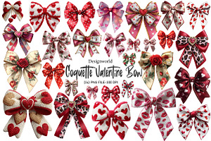 Coquette Valentine Bow Clipart Bundl, an Illustration by Designworld