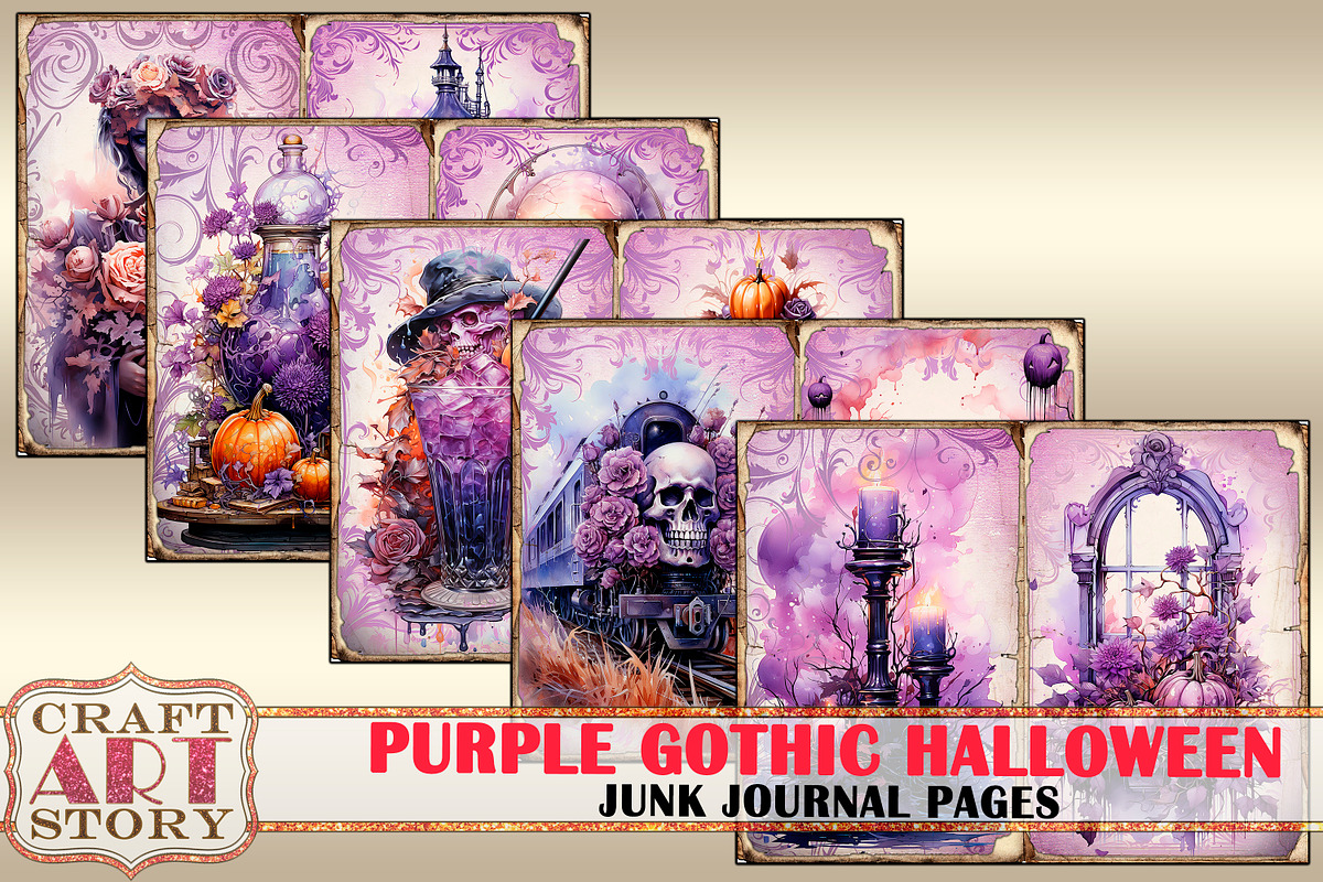 Purple Gothic Halloween Junk Journal, a Seasonal Illustration by CraftArtStory (Photo 2 of 5)