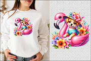 Summer Baby Dogs on Flamingo Clipart, a Graphic by SinaCreation (Thumbnail 2 of 4)