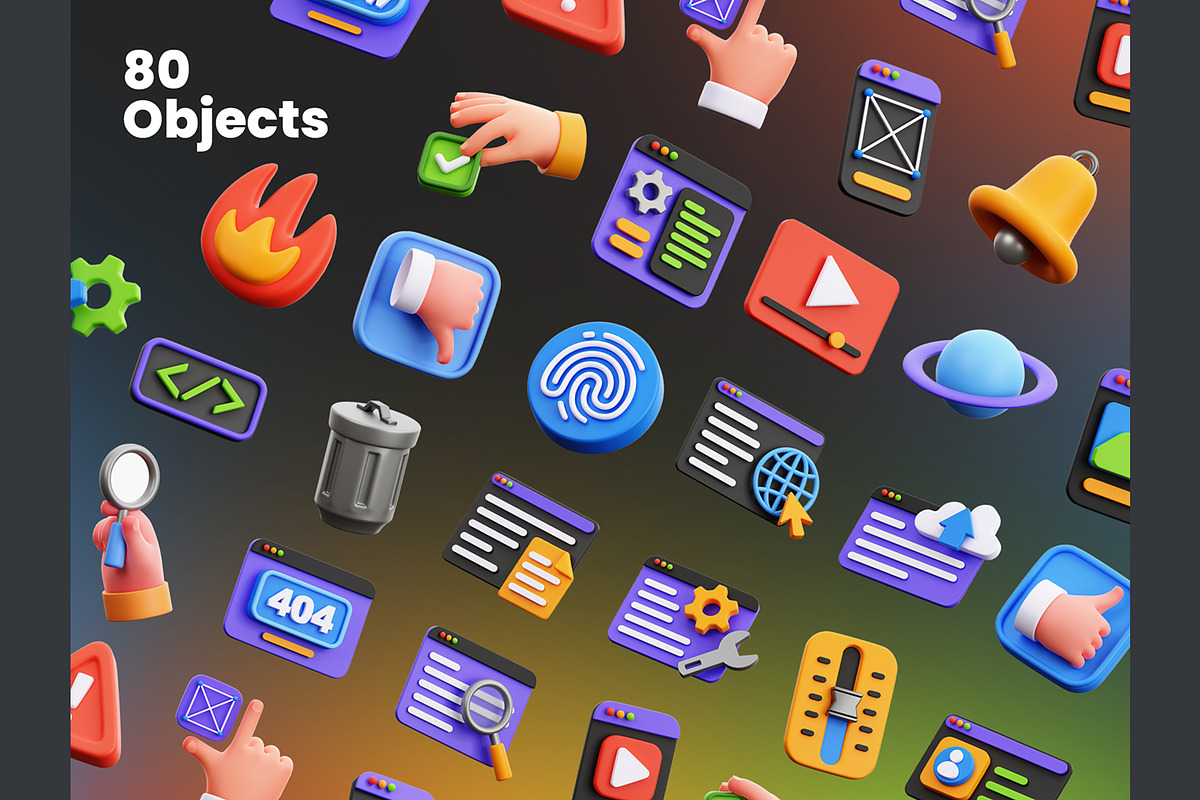 UI KIT Elements 3D Icons, an Object 3D Model by Rakata Studio (Photo 5 of 7)
