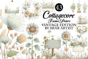 Cottagecore Frames Posters Clipart, an Illustration by DreamArtGraphic