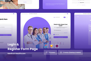 Medical Login & Register Form UI Kit, an UI Kit Template by productype1