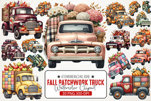 Fall Patchwork Truck Clipart, an Illustration by RobertsArt
