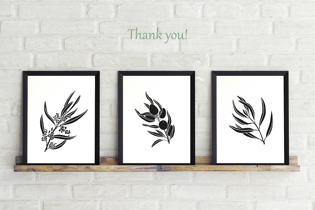 Olives branch. Graphics illustration, a Food Illustration by ON_lineart_store (Photo 12 of 12)