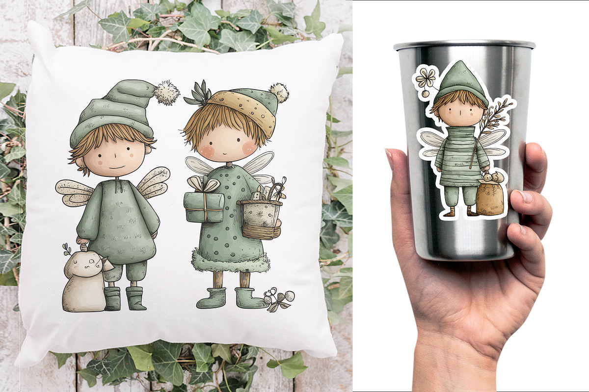 Whimsical Christmas Fairy Clipart, a Seasonal Illustration by V Design Creator (Photo 7 of 8)