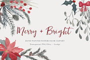Merry & Bright - Watercolor Clipart, an Illustration by The Autumn Rabbit Ltd (Thumbnail 1 of 3)