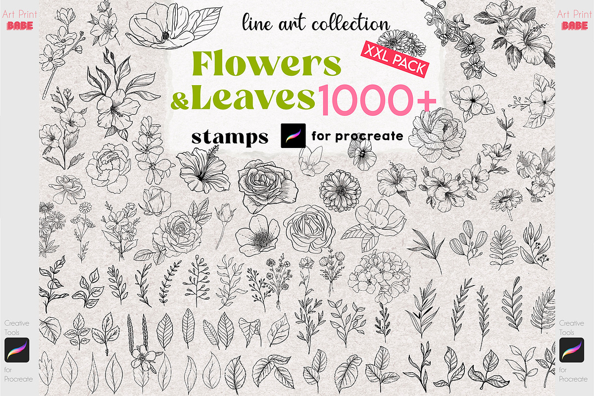 Procreate Botanical Stamp Flower Art, a Brush Add-On by ArtPrintBabe (Photo 1 of 6)