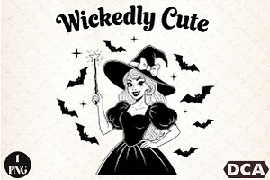 Halloween Vintage Witch Wickedly Cut, an Illustration by DreamCafeArt