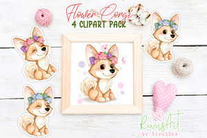 Cute corgi puppy PNG clipart pack. C