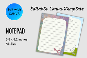 NOTEPAD PRINTABLE CANVA TEMPLATE