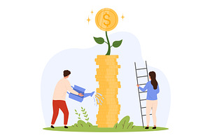 Growing Investment Money Plant, a Finance Illustration by Flashvector