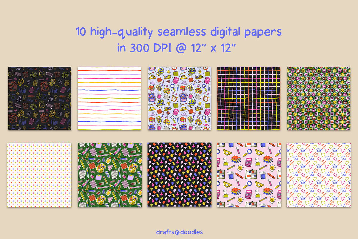Back to School Clipart and Patterns, an Education Illustration by Drafts n Doodles (Photo 6 of 14)
