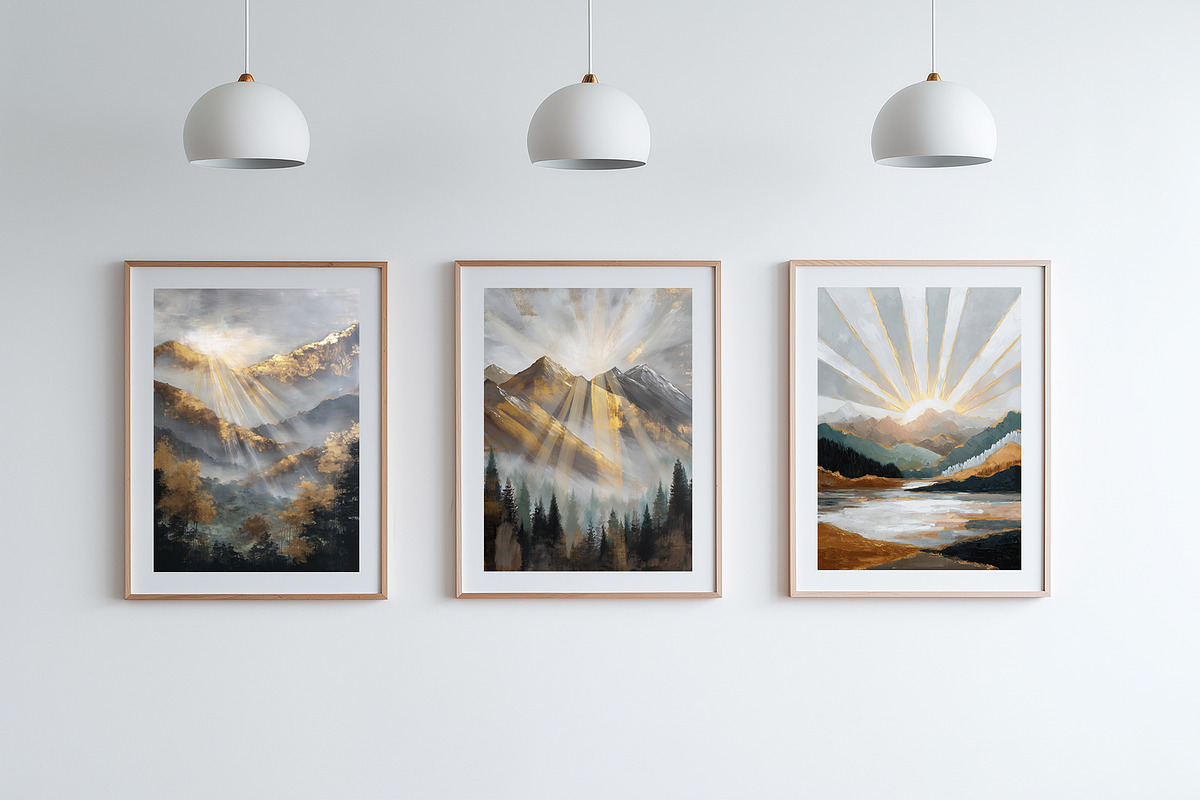 Golden Sunrise Landscape Art, a Decorative Illustration by Housui Patterns (Photo 9 of 12)