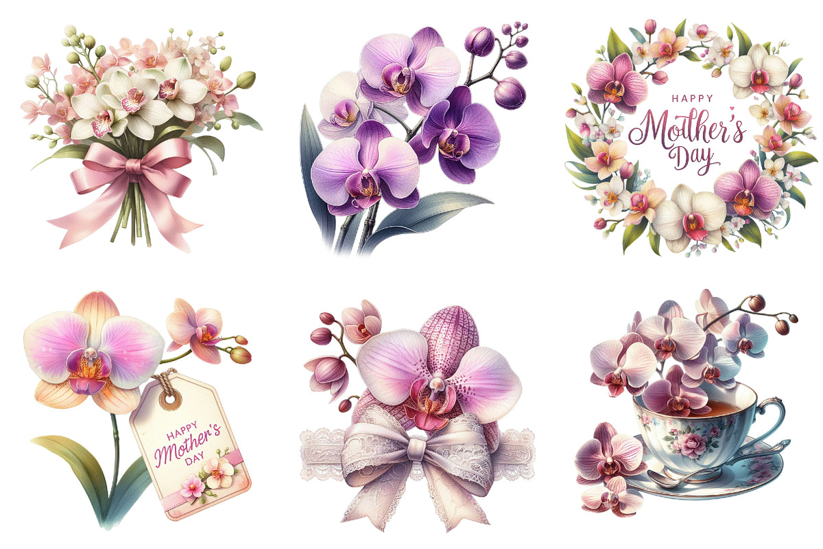 Orchid Mother's Day Clipart Bundle., a Graphic by CitraGraphics (Photo 2 of 4)