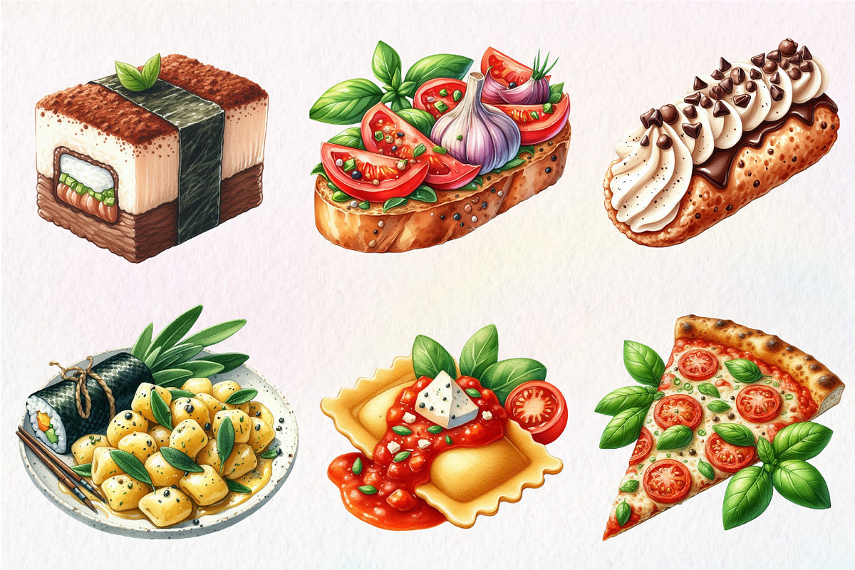 Watercolor Italian Food Clipart, an Illustration by CreationArt (Photo 5 of 5)