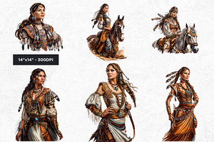 Native Spirit Cowgirls Clipart