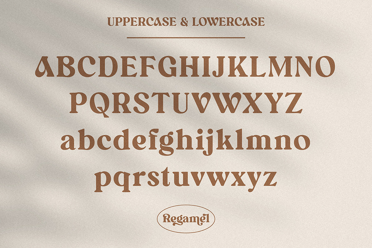 Regamel - Bold Serif Font, a Serif Font by Mbonster Design Studio (Photo 10 of 12)