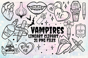 Vampires - Linear Clipart - Png