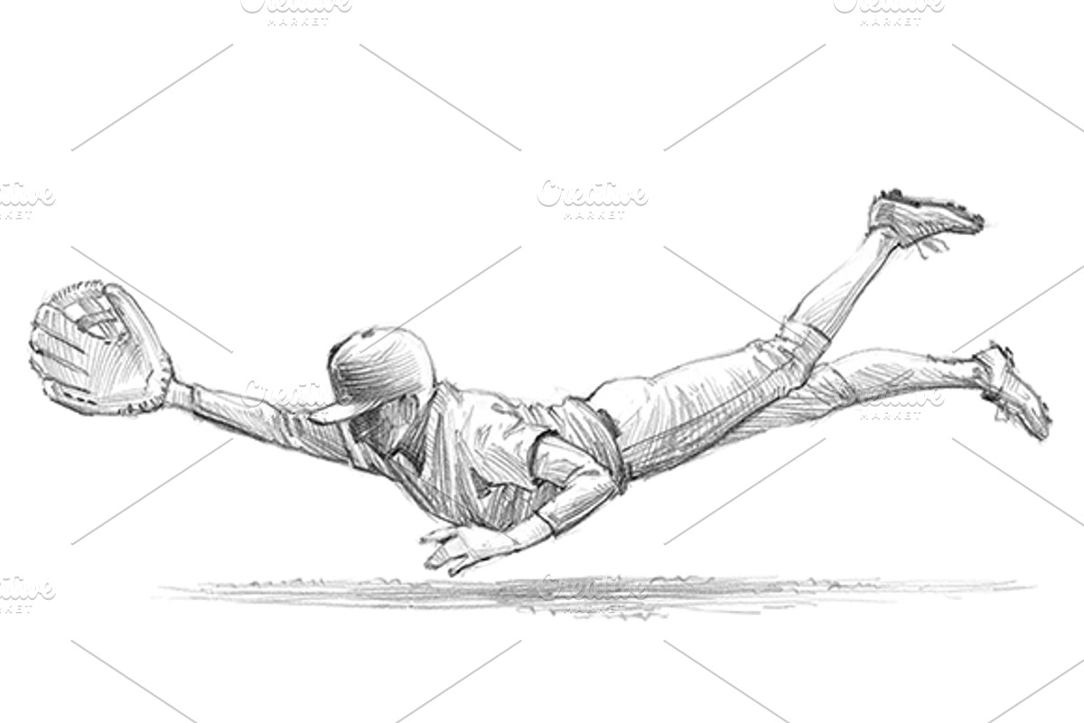 Sketchy baseball drawing set, an Illustration by RasterBird (Photo 14 of 17)