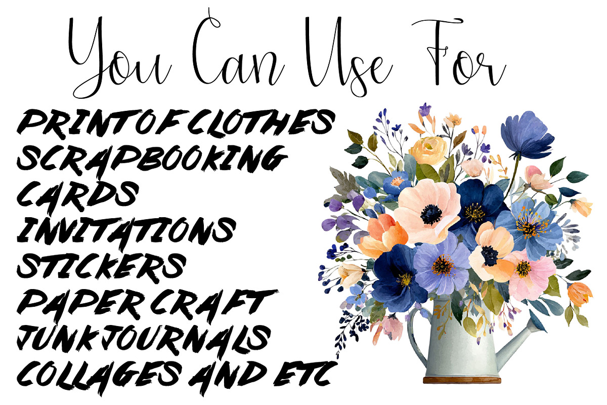 cottage floral bouquet clipart set, an Object Illustration by DreamCafeArt (Photo 6 of 6)