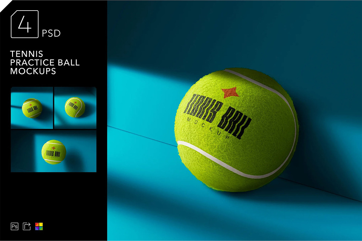 Tennis Ball Mockups, a Product Mockup by megostudi0 (Photo 1 of 6)