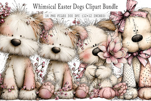 Whimsical Easter Dogs Clipart Bundle, an Illustration by GatewayDesign